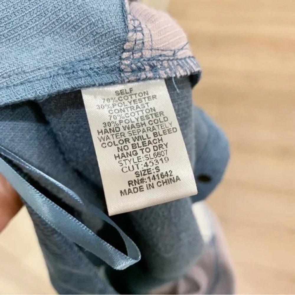 Blue Colorblock Patchwork Button-Up Corduroy Mini… - image 7